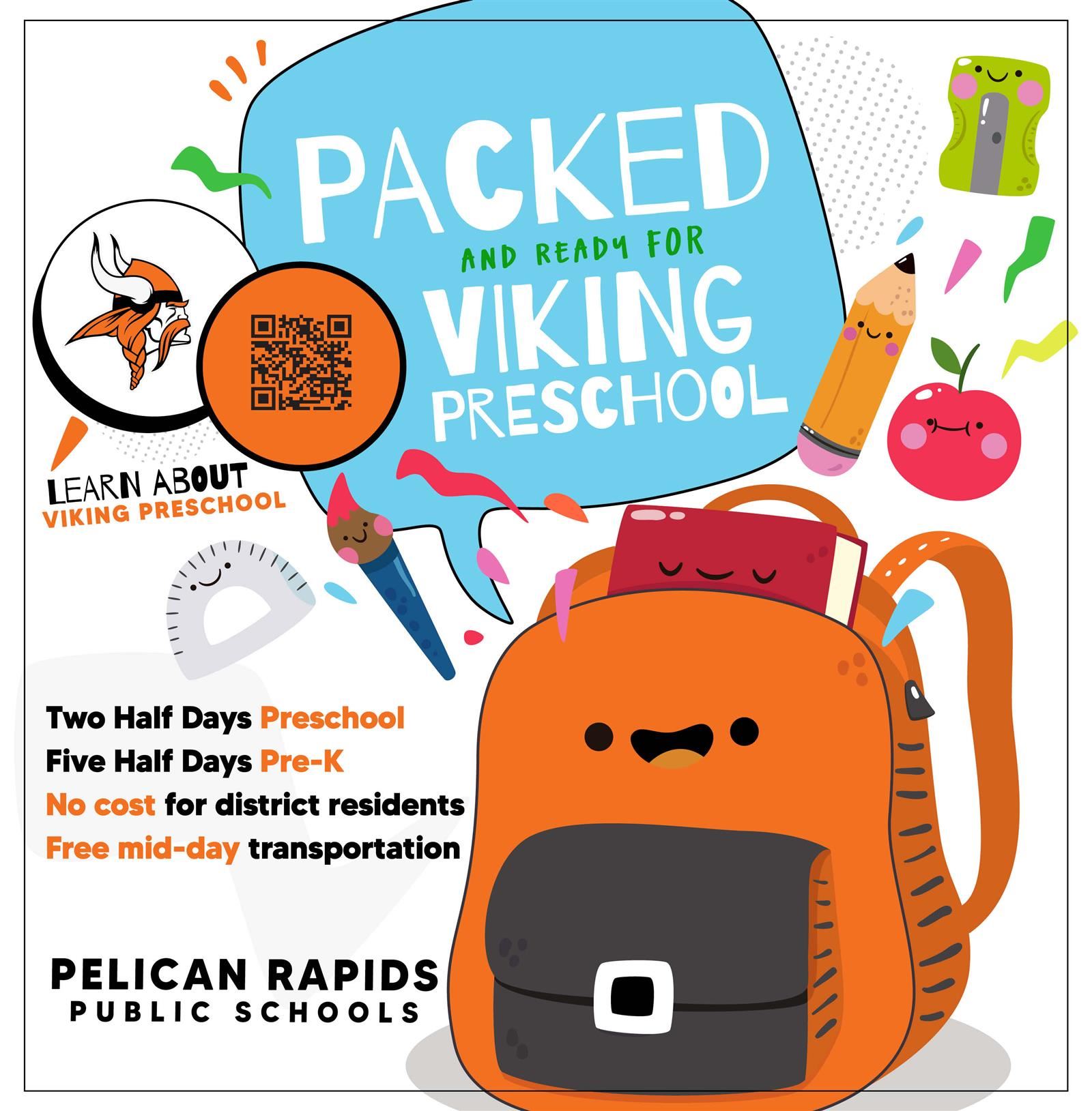 packed and ready for viking preschool with backpack graphic